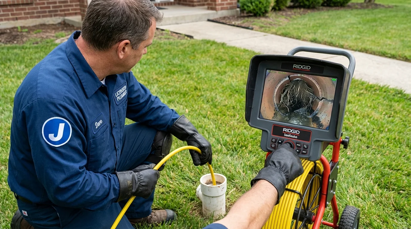 Sewer camera inspection being performed by Johns Plumbing LLC in Grove City